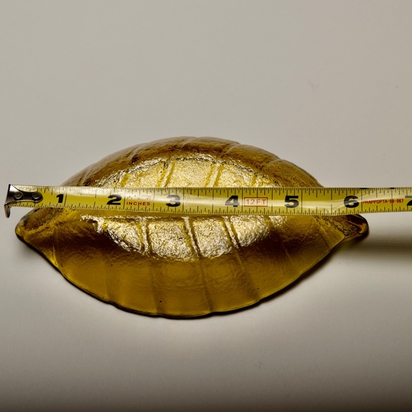 Midcentury Amber Glass Leaf Dish - Picture 3 of 4